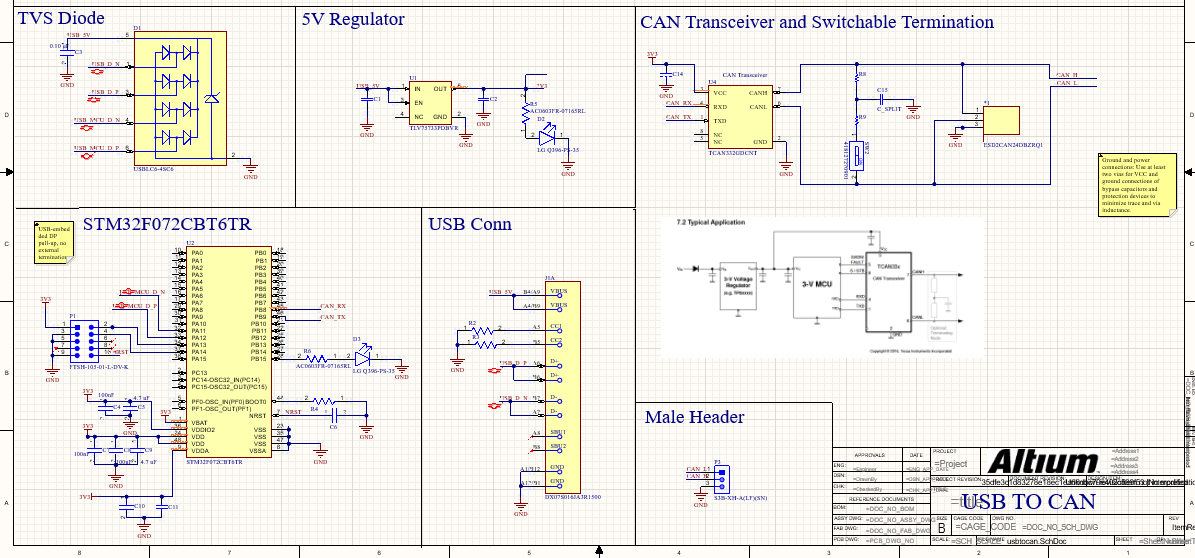 USB-to-CAN adapter schematic